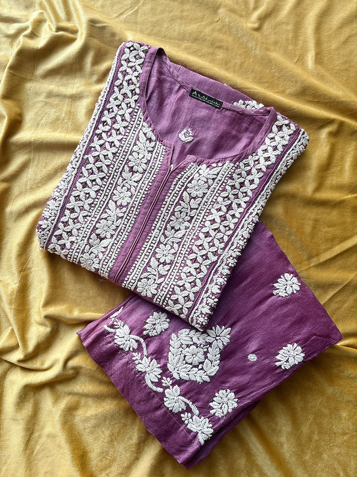 Avnita Chikankari Kurta Set - Purple