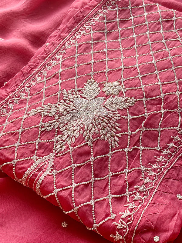 Hania Chikankari Kurti Piece with Dupatta - Gajri