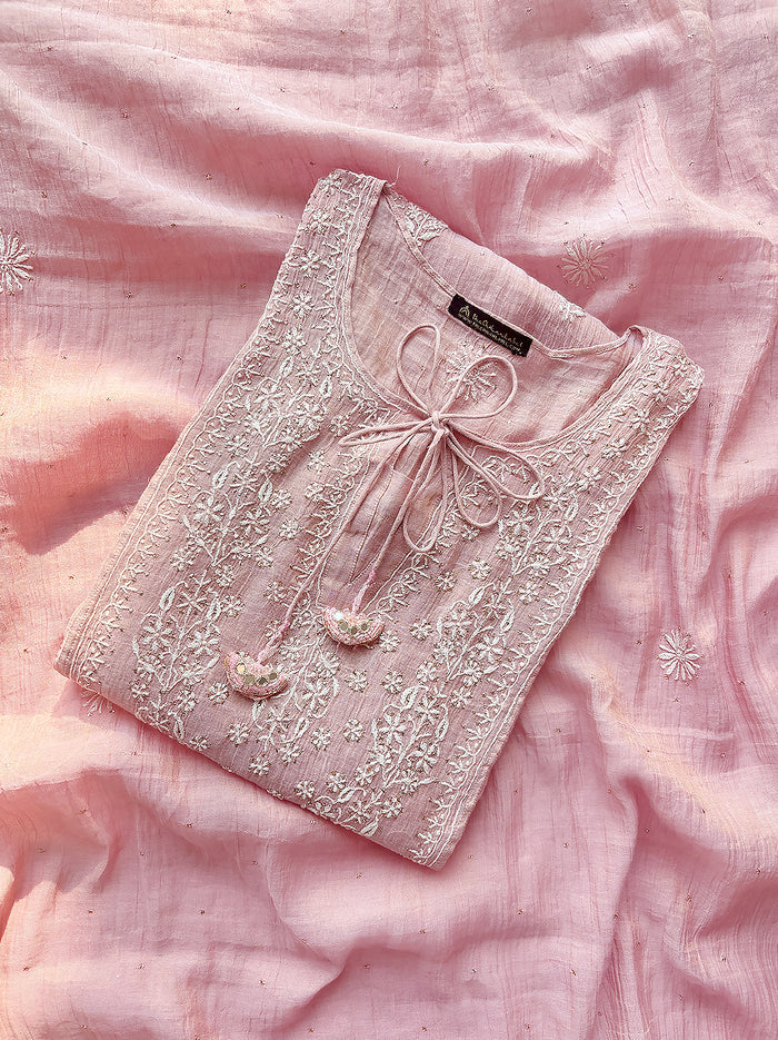 Roomi Chikankari Kurta - Peach