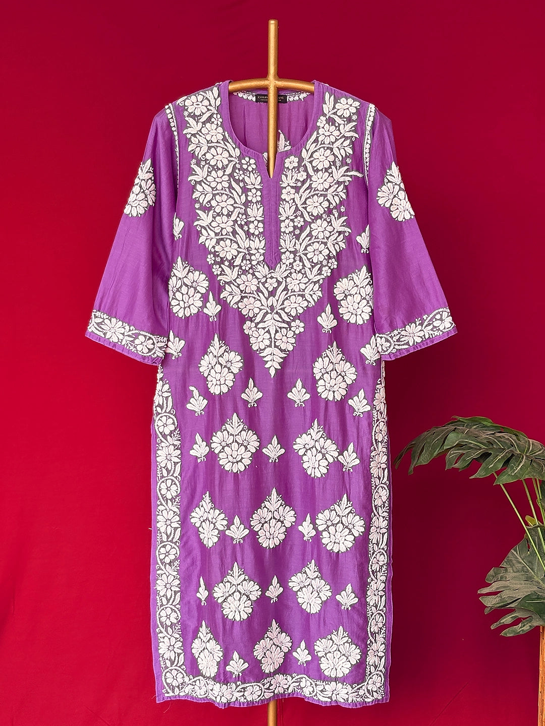 Uzma Chikankari Kurta - Lavender