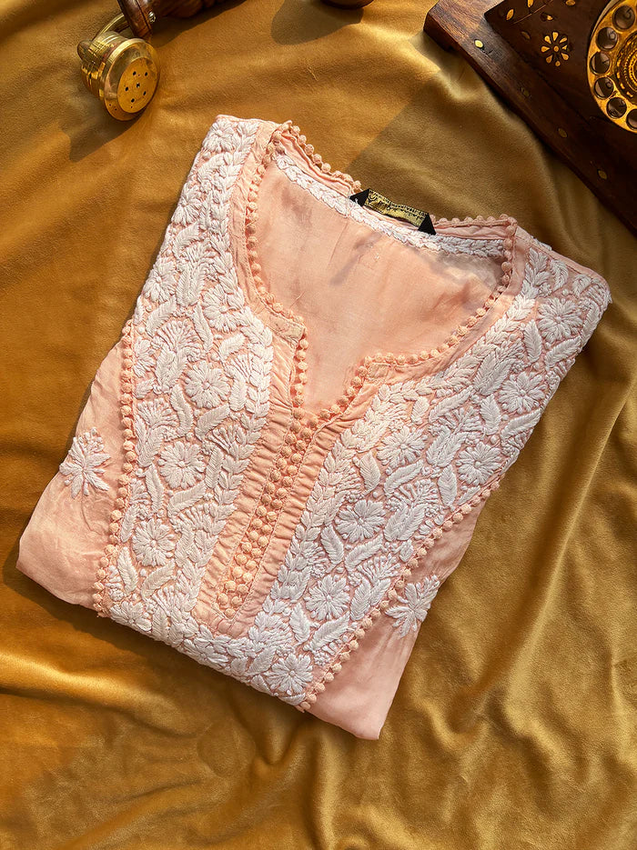 Nargis Chikankari Kurta - Peach