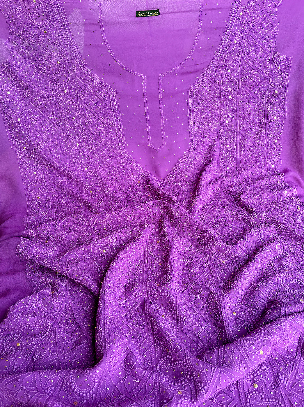 Purple Viscose Chikankari Un-stitched Kurti Piece