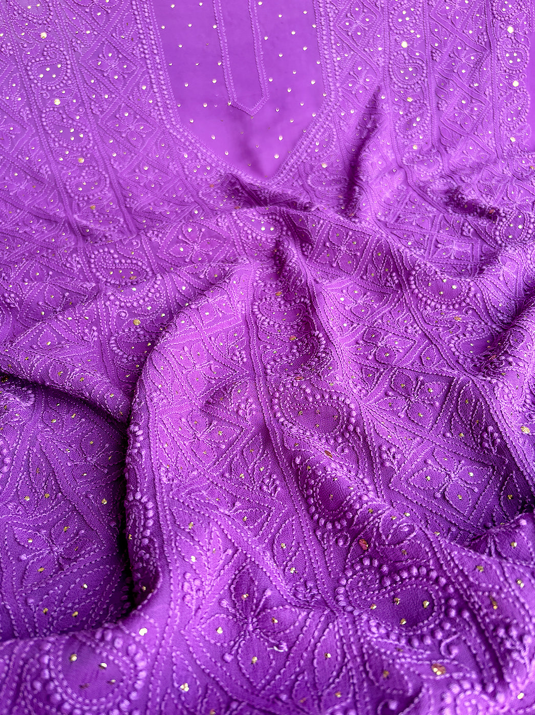 Purple Viscose Chikankari Un-stitched Kurti Piece