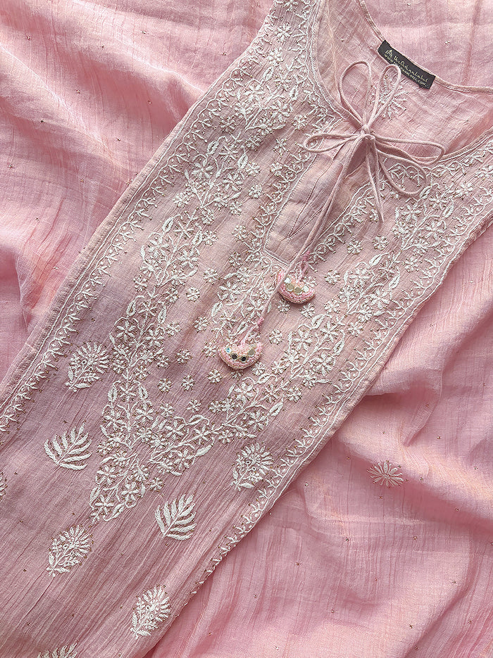 Roomi Chikankari Kurta - Peach