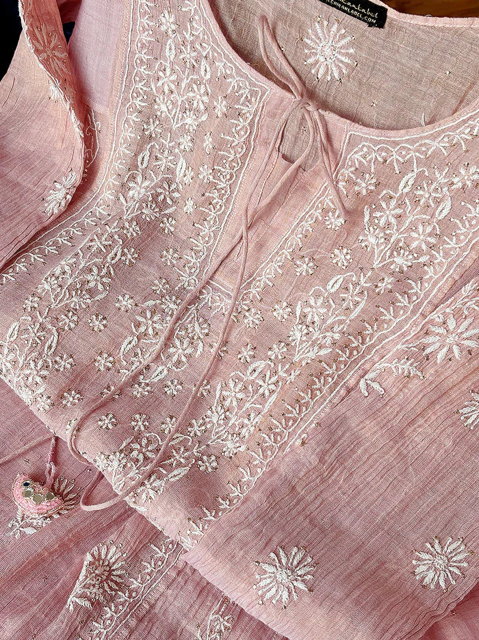 Roomi Chikankari Kurta - Peach
