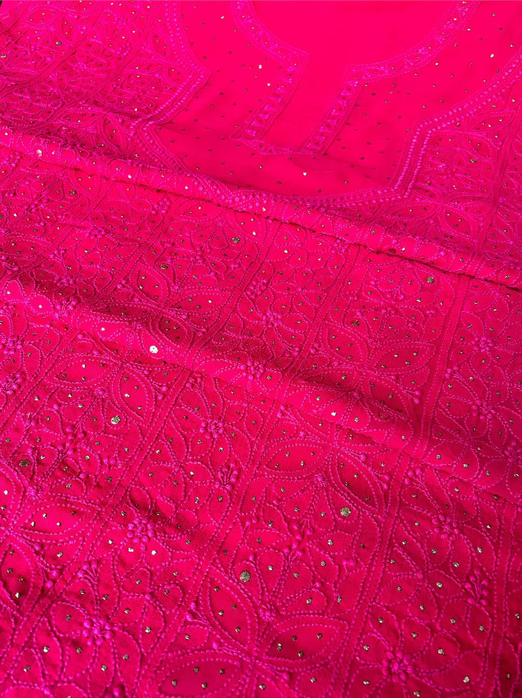 Pink Viscose Chikankari Un-stitched Kurti Piece