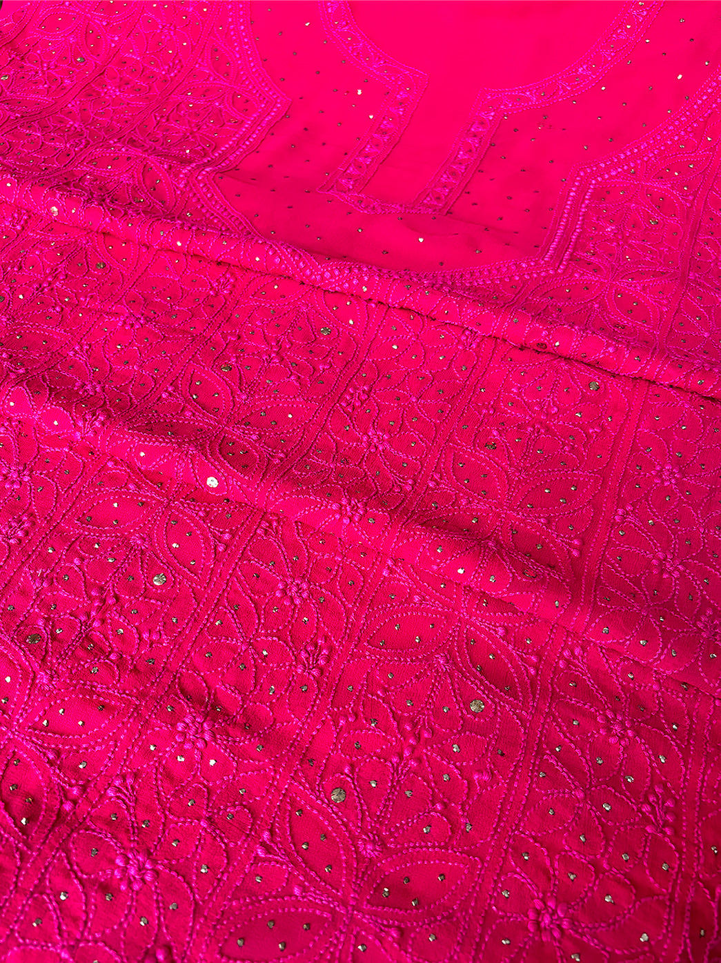 Pink Viscose Chikankari Un-stitched Kurti Piece