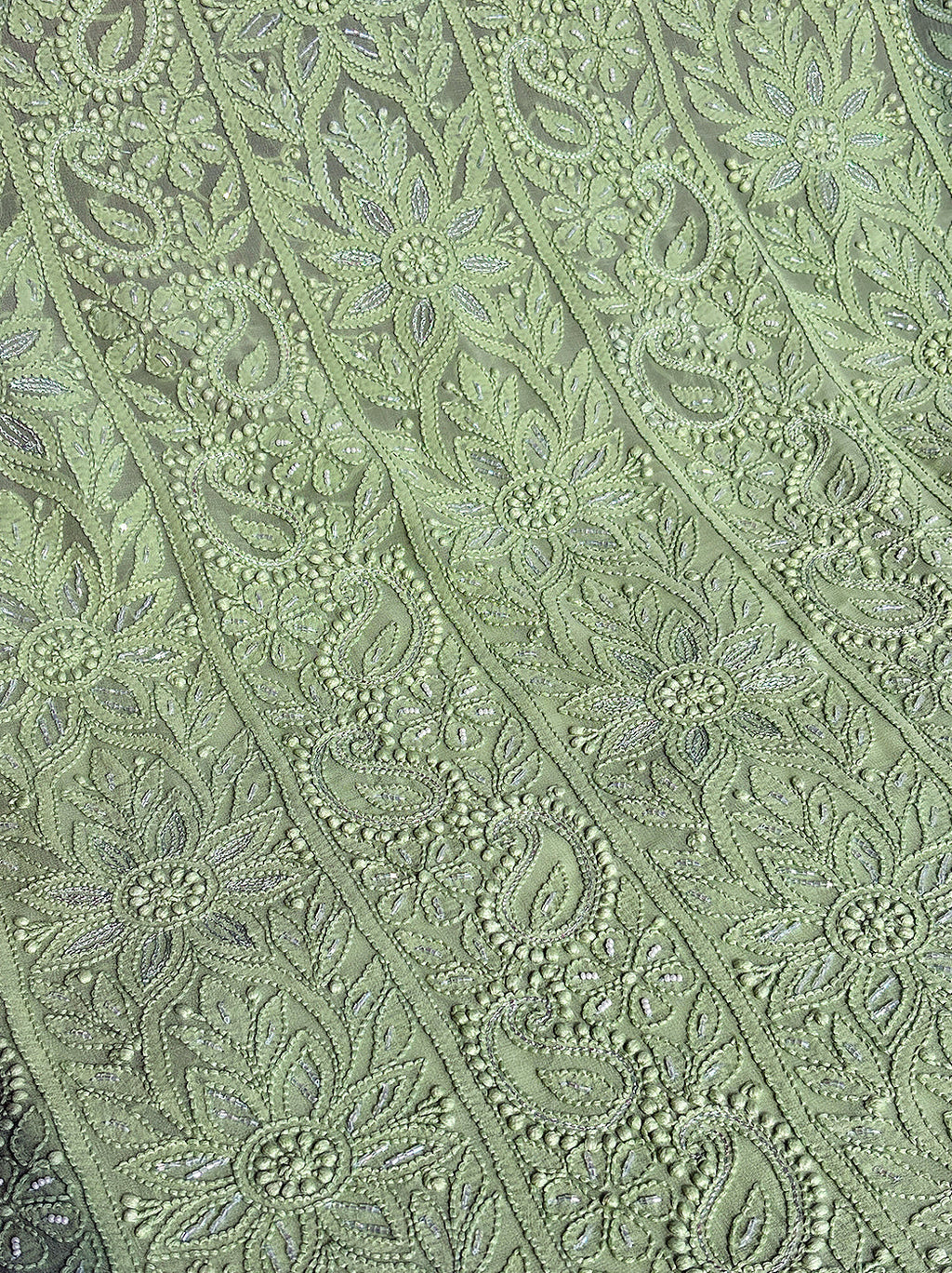 Pista Green Viscose Chikankari Un-Stitched Kurti Piece