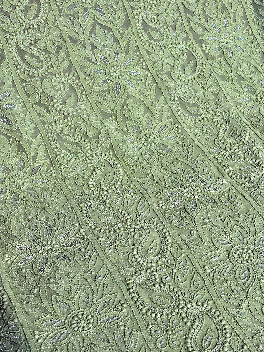 Pista Green Viscose Chikankari Un-Stitched Kurti Piece