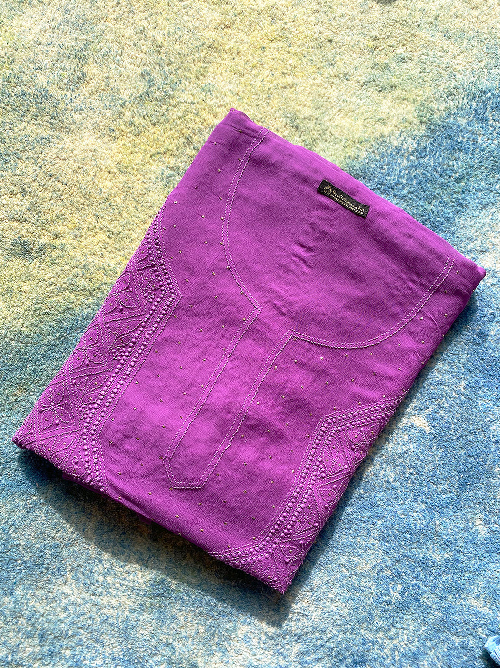 Purple Viscose Chikankari Un-stitched Kurti Piece