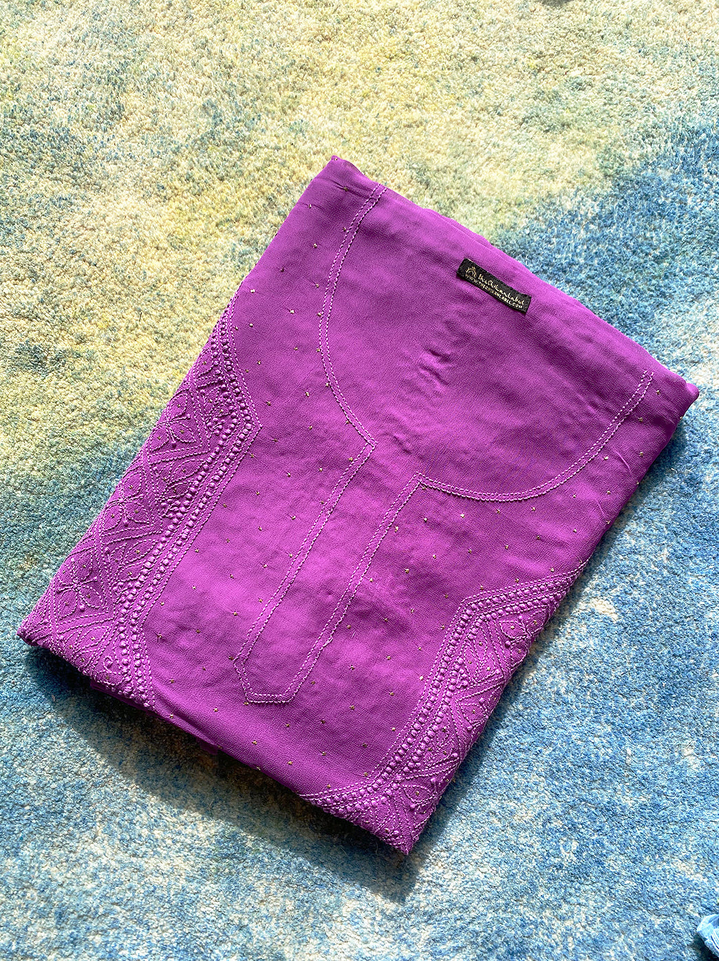 Purple Viscose Chikankari Un-stitched Kurti Piece