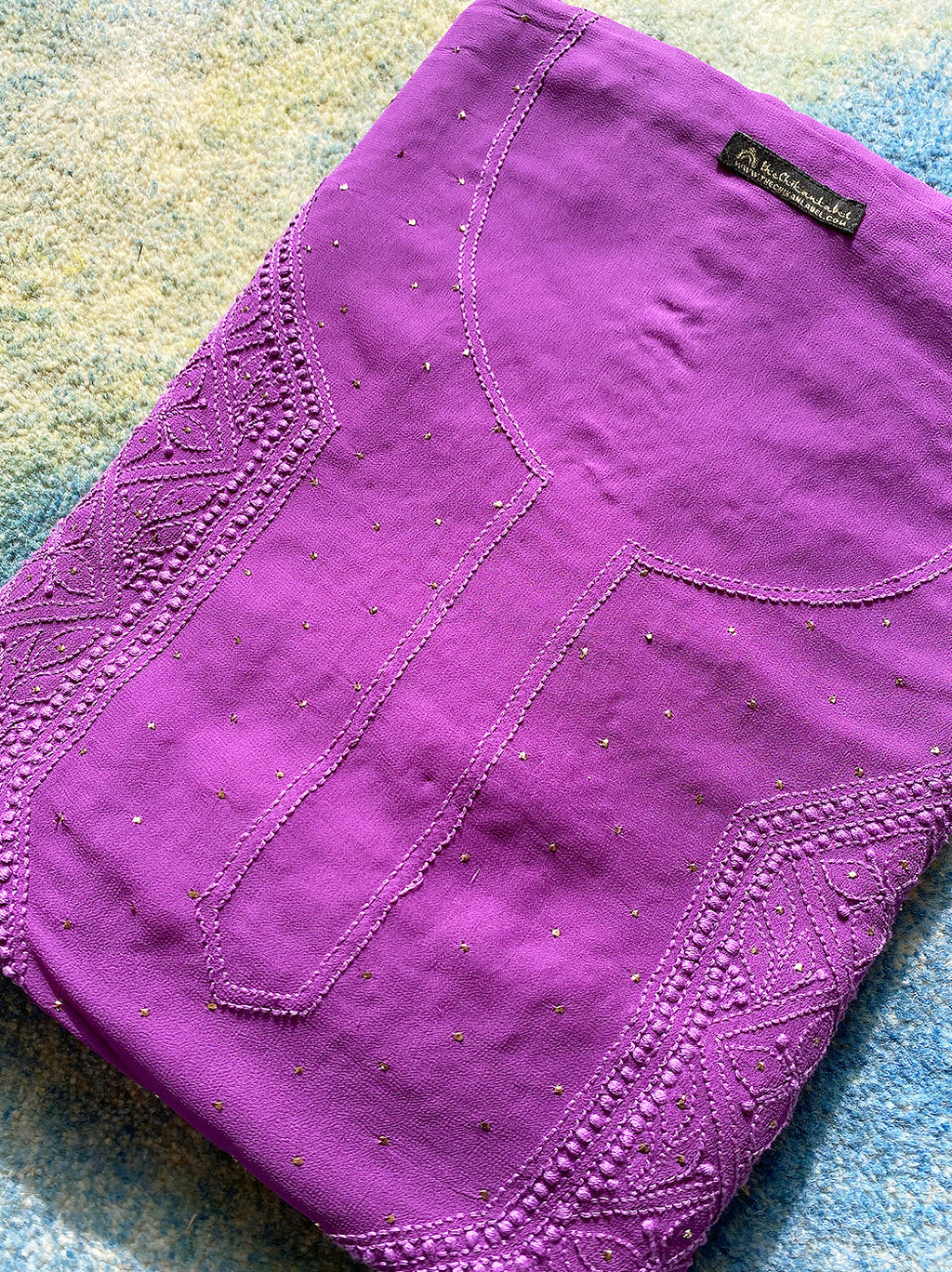 Purple Viscose Chikankari Un-stitched Kurti Piece