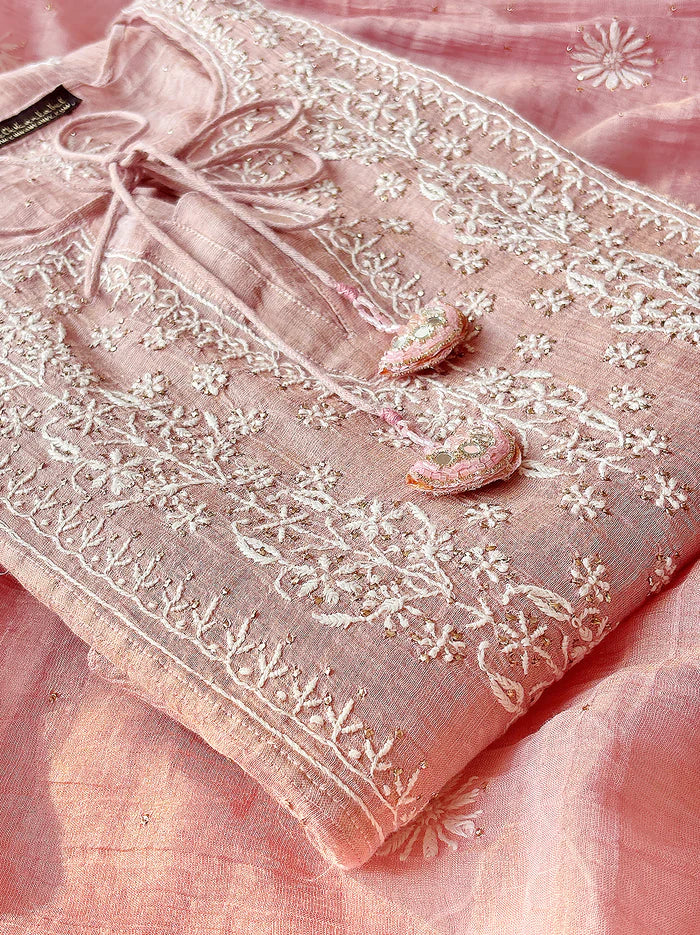 Roomi Chikankari Kurta - Peach