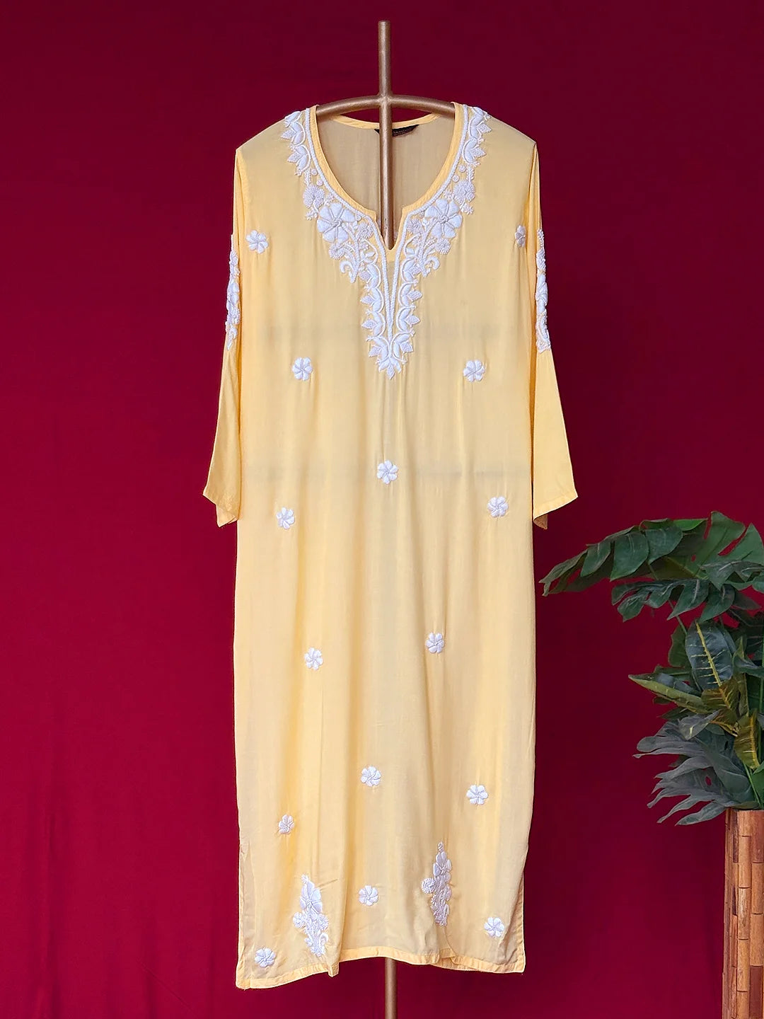 Yellow Adda Modal Chikankari Straight Kurta