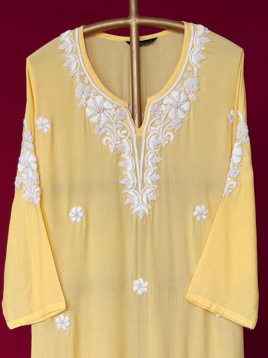 Yellow Adda Modal Chikankari Straight Kurta