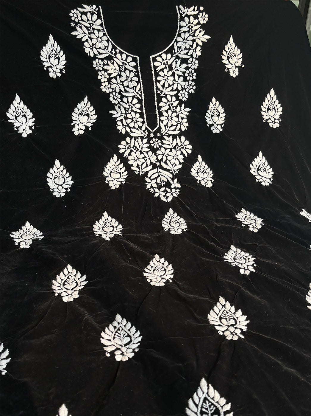 Black Vaanya Velvet Chikankari Kurta Set