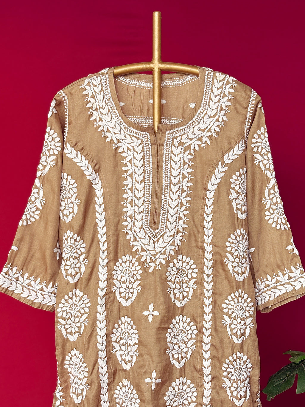 Wareeha Chikankari Kurta - Khaki