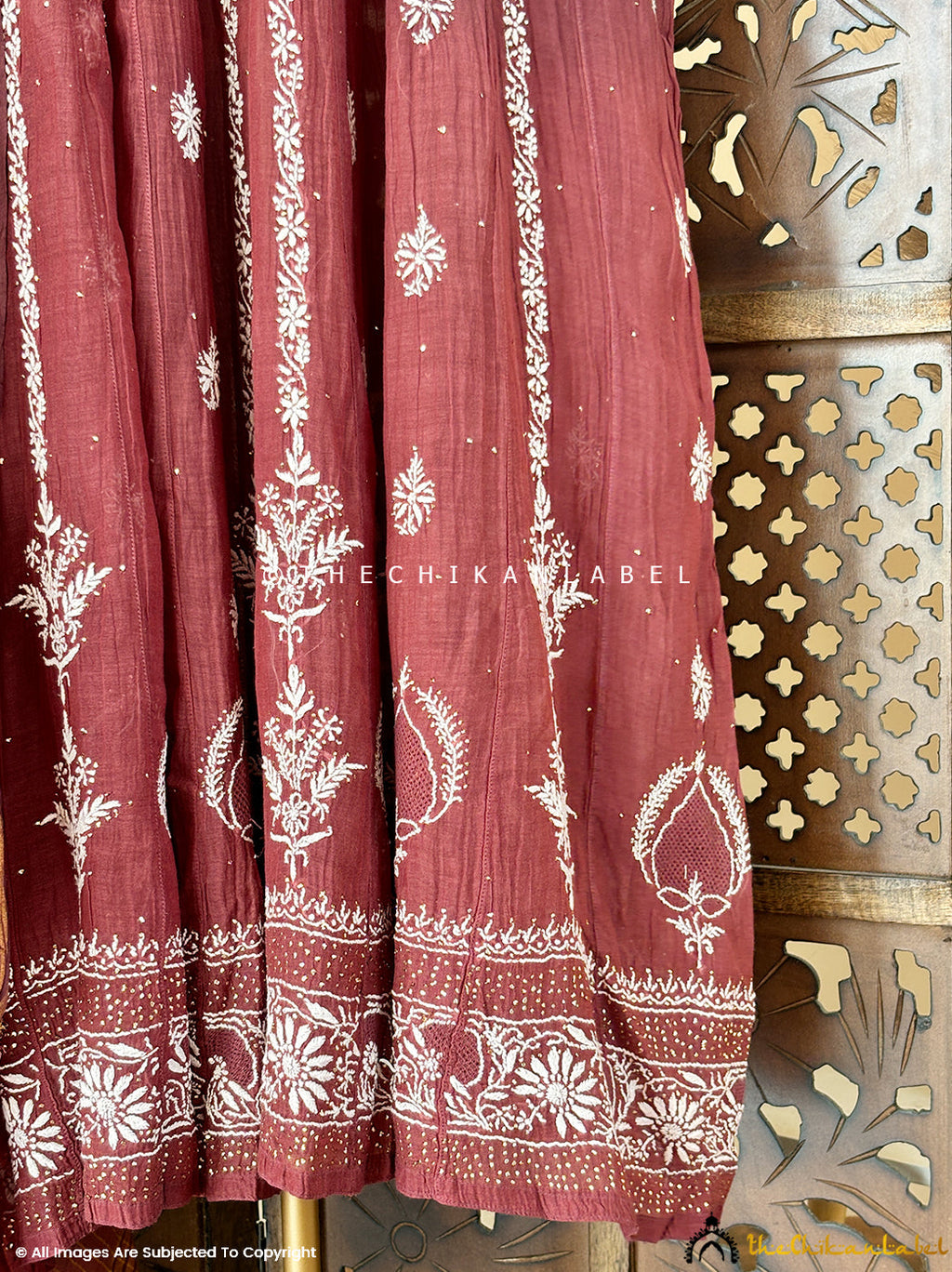 Coral Bhoomi Tissue Silk Chikankari Kurta with Dupatta