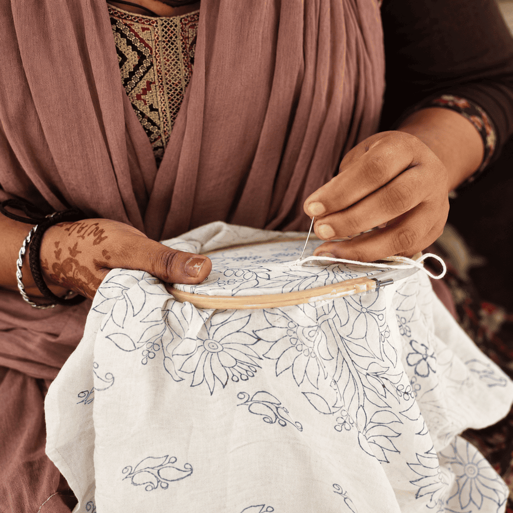 Garment photograph showing embroidery placement