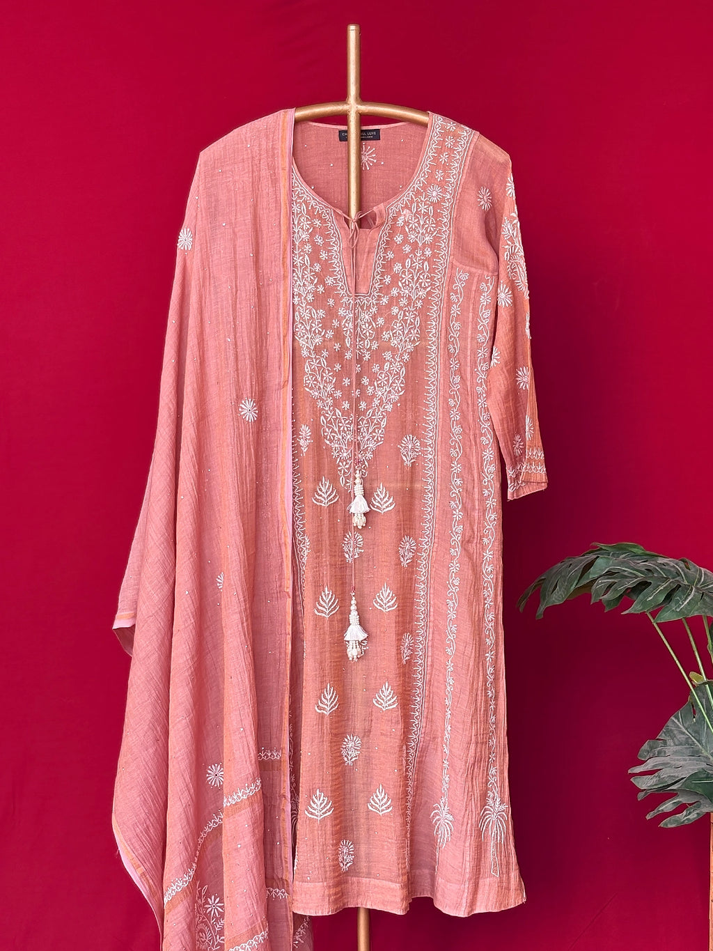Roomi Chikankari Kurta - Latte