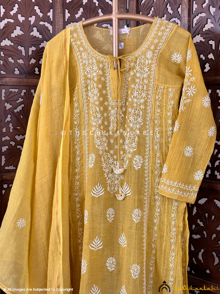 Roomi Chikankari Kurta - Yellow