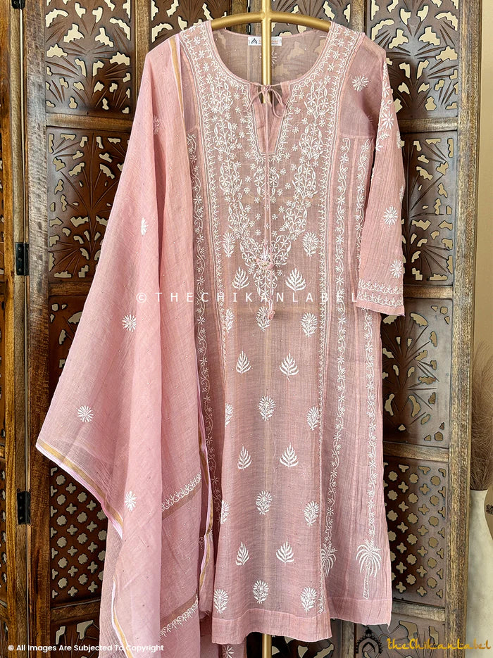Roomi Chikankari Kurta - Peach