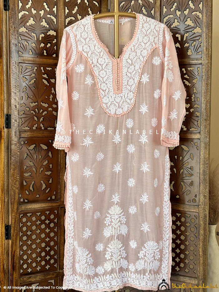 Nargis Chikankari Kurta - Peach