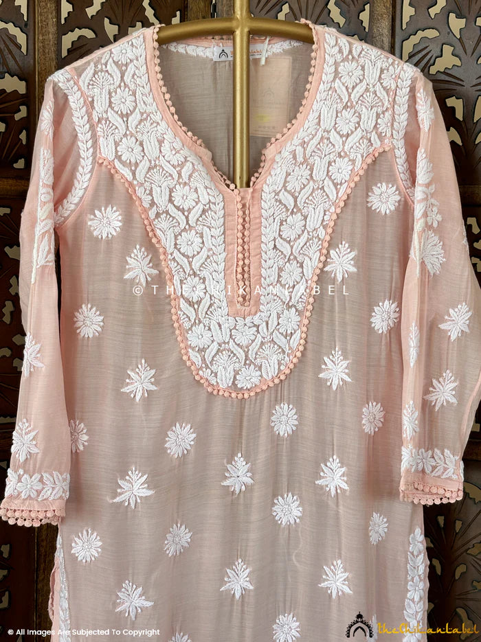 Nargis Chikankari Kurta - Peach