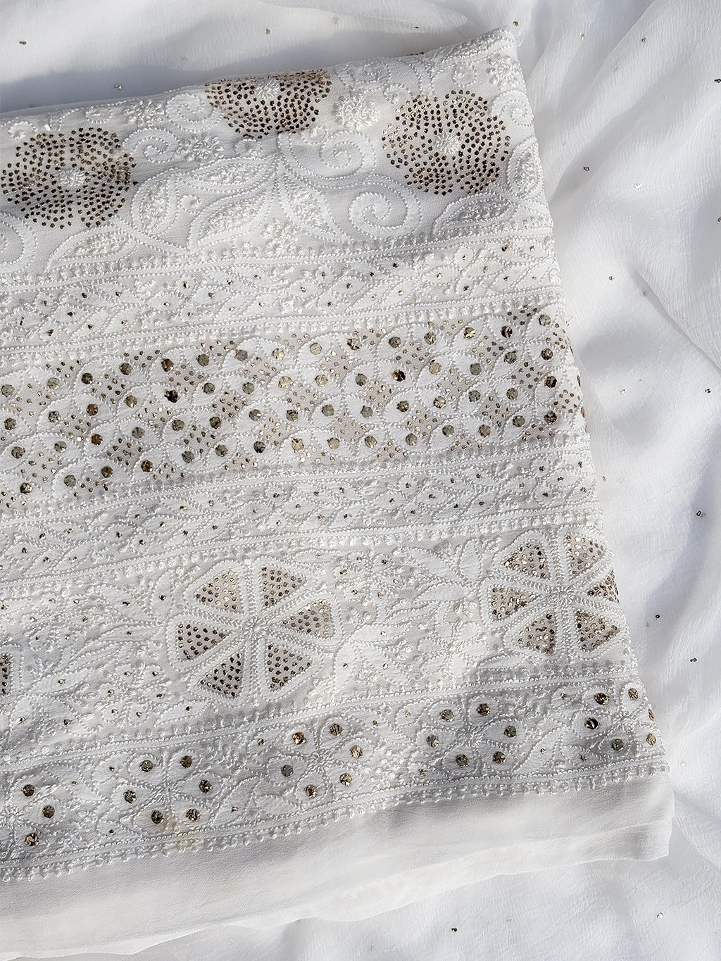 Aarza Viscose Chikankari Kurti Piece with Dupatta - White