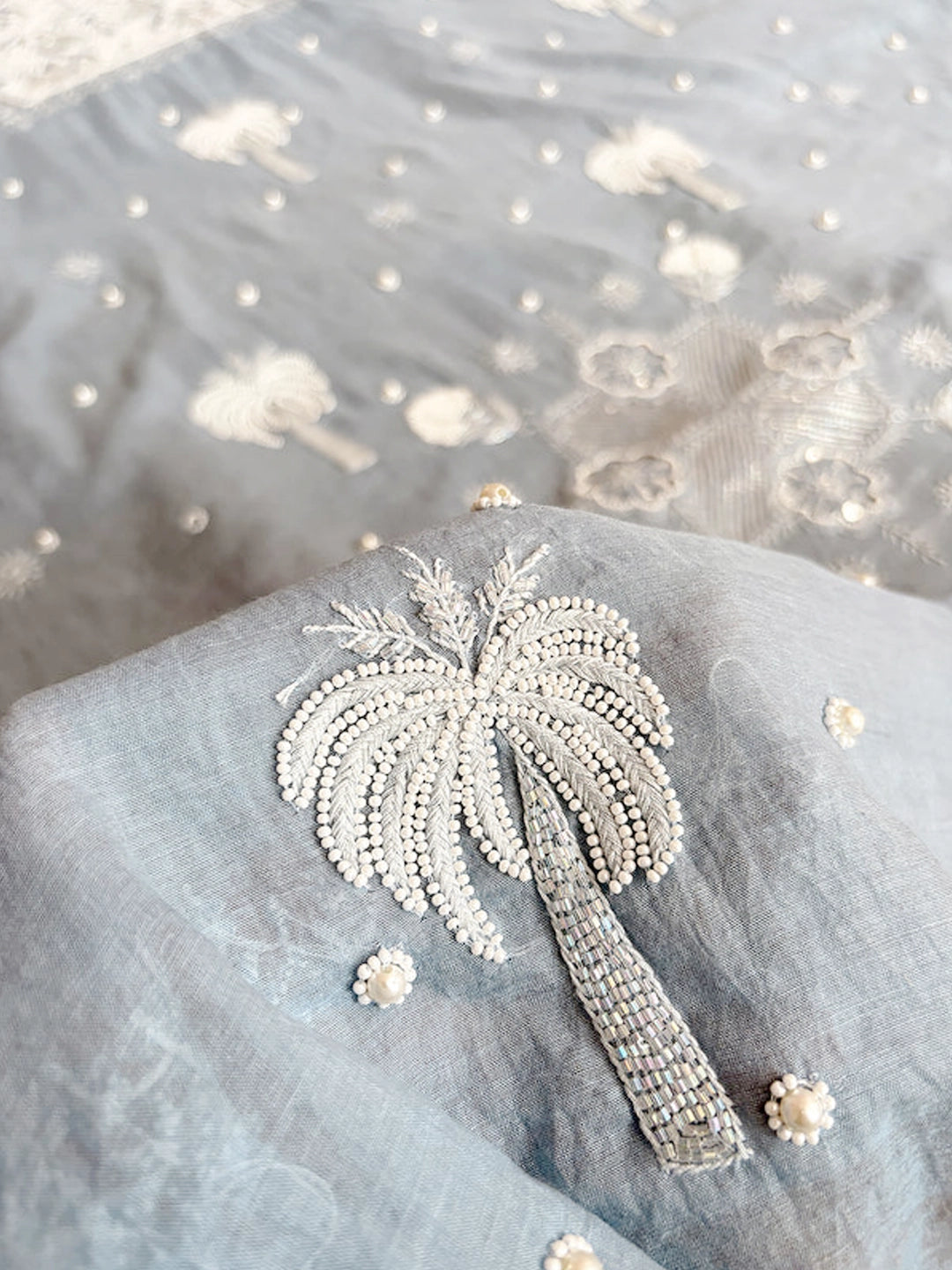 Grey Adah Mul Chanderi Chikankari Un-stitched Kurti Piece with Dupatta