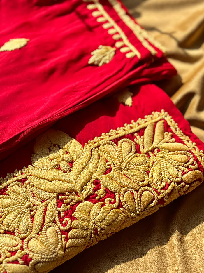 Adda Chikankari Kurta Set - Red