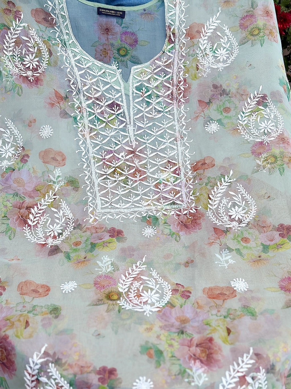 Ahyana Chikankari Kurti Piece with Dupatta - Green