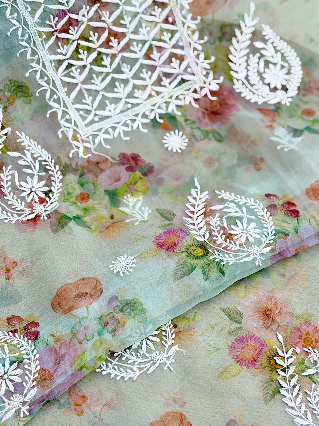 Ahyana Chikankari Kurti Piece with Dupatta - Green