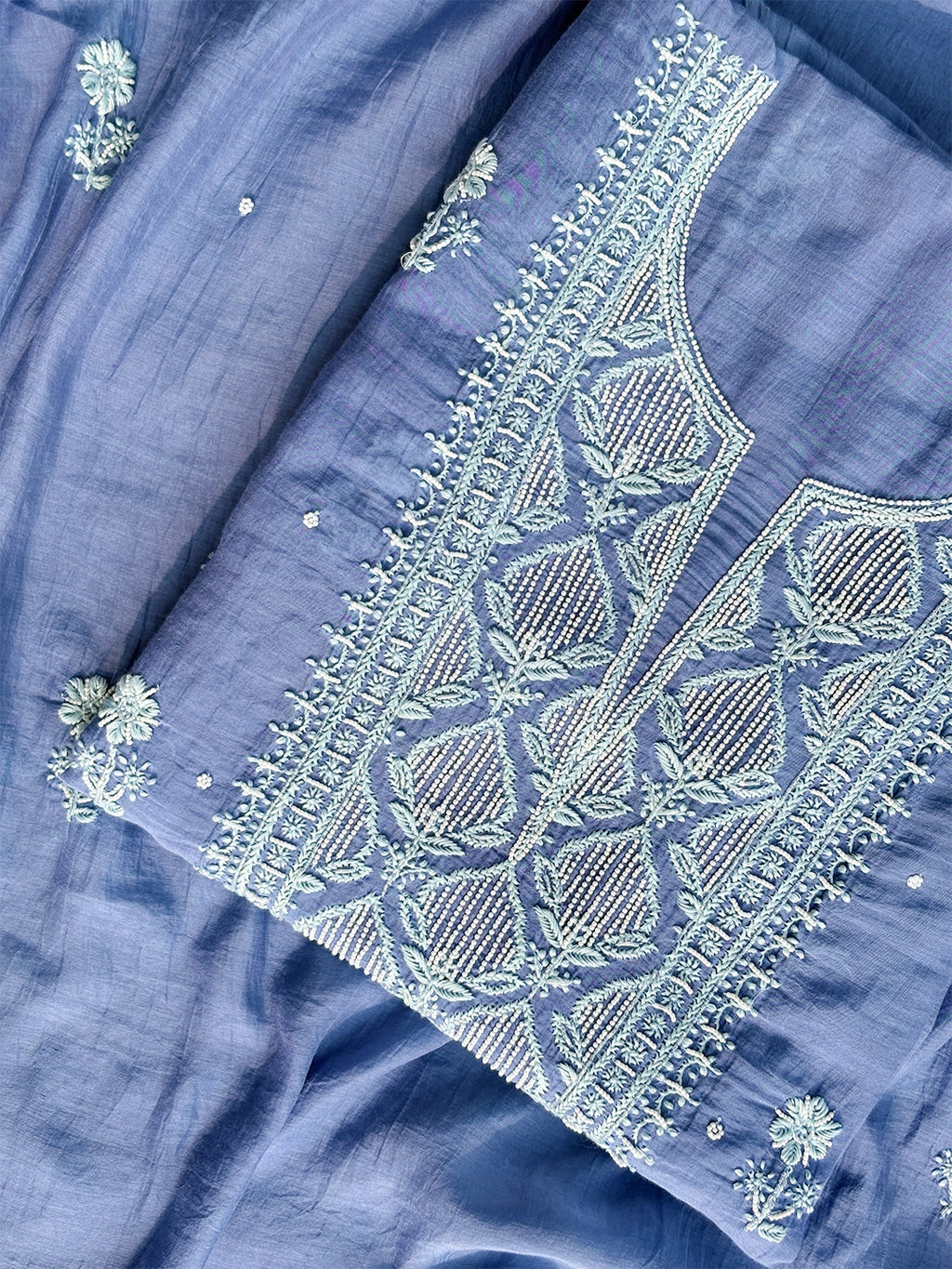Ameera Chikankari Kurti Piece with Dupatta - Blue