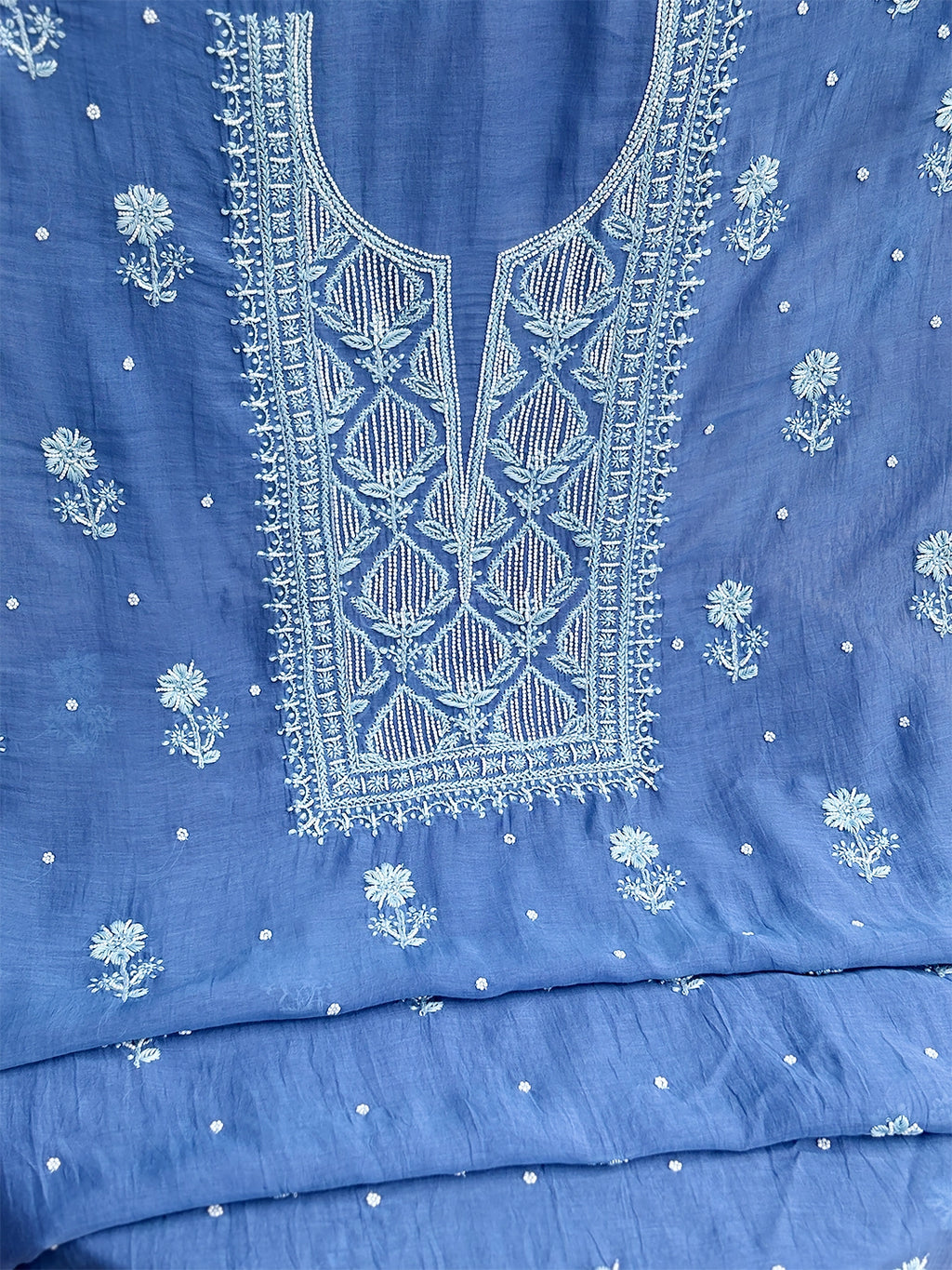 Ameera Chikankari Kurti Piece with Dupatta - Blue