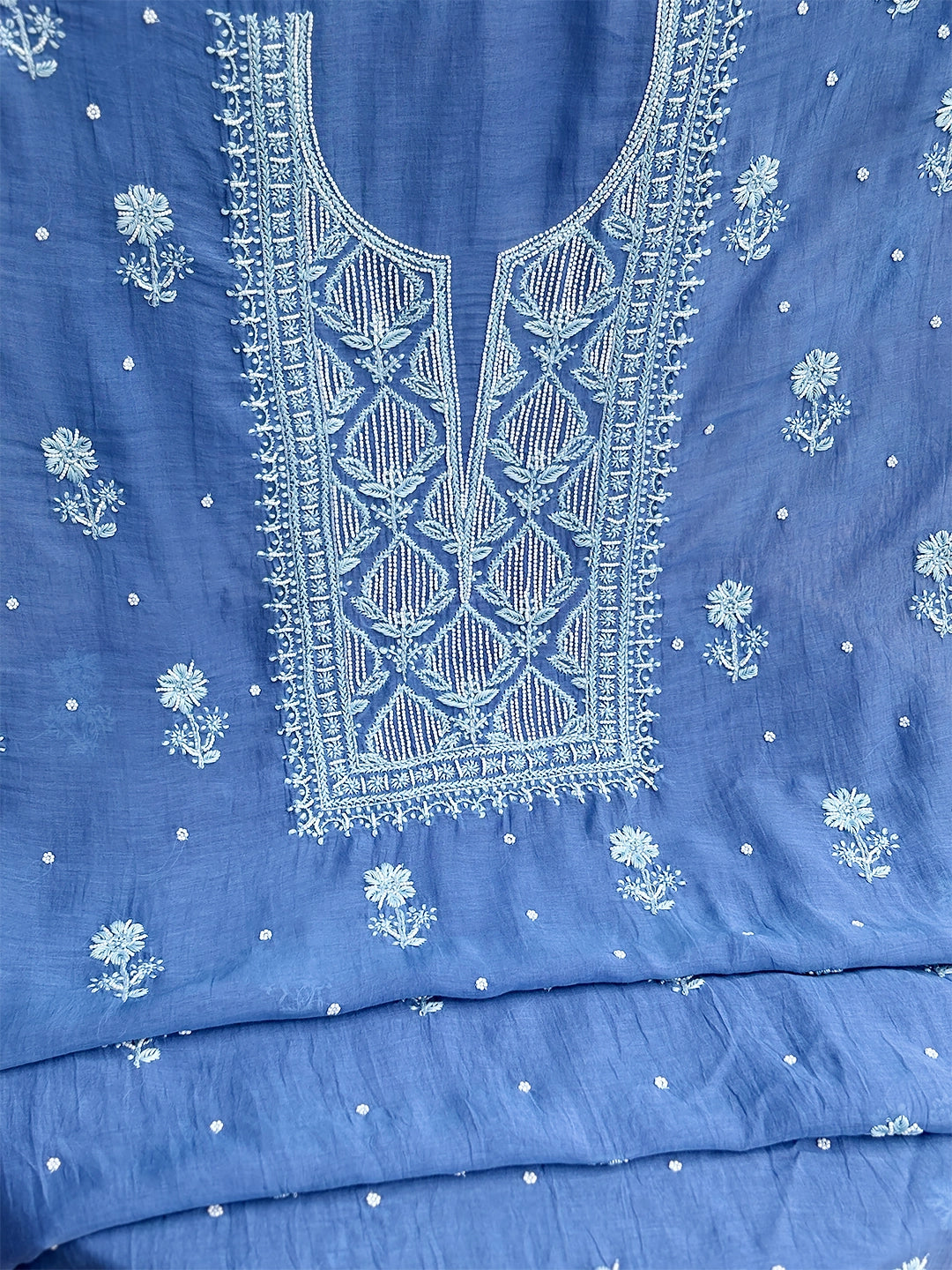 Ameera Chikankari Kurti Piece with Dupatta - Blue