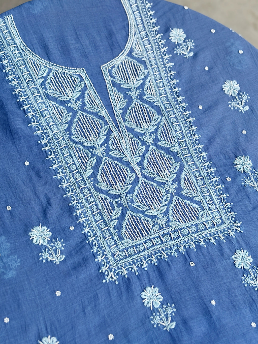 Ameera Chikankari Kurti Piece with Dupatta - Blue