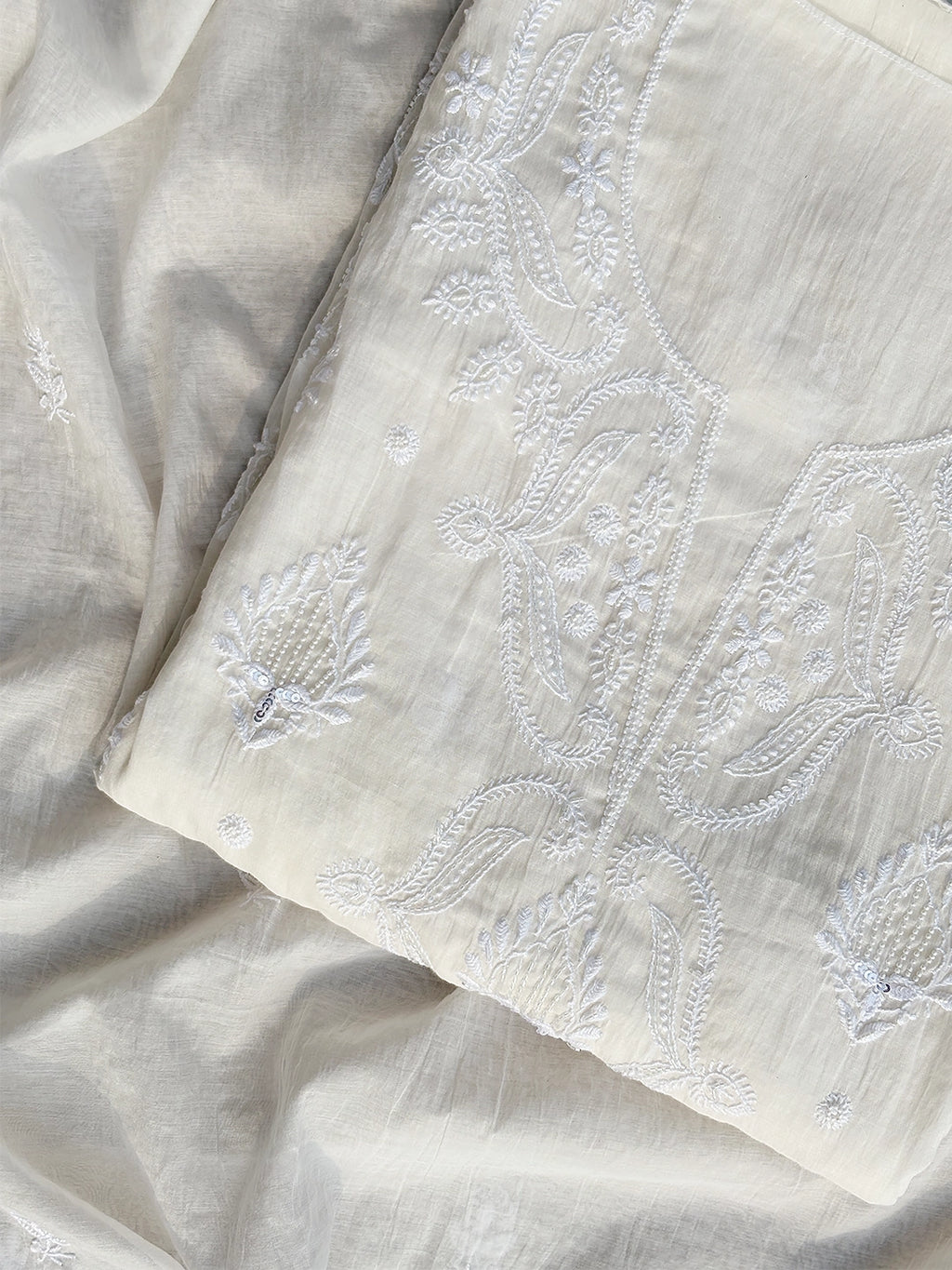 Anara Chikankari Kurti Piece with Dupatta - White