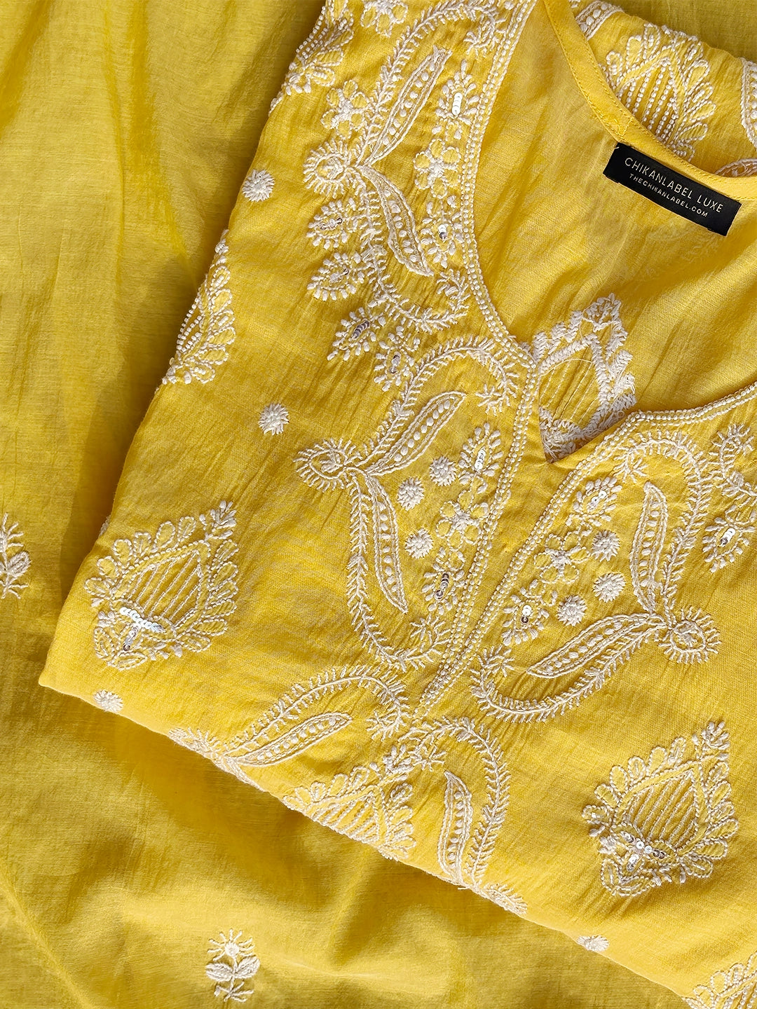 Anara Chikankari Kurti Piece with Dupatta - Yellow