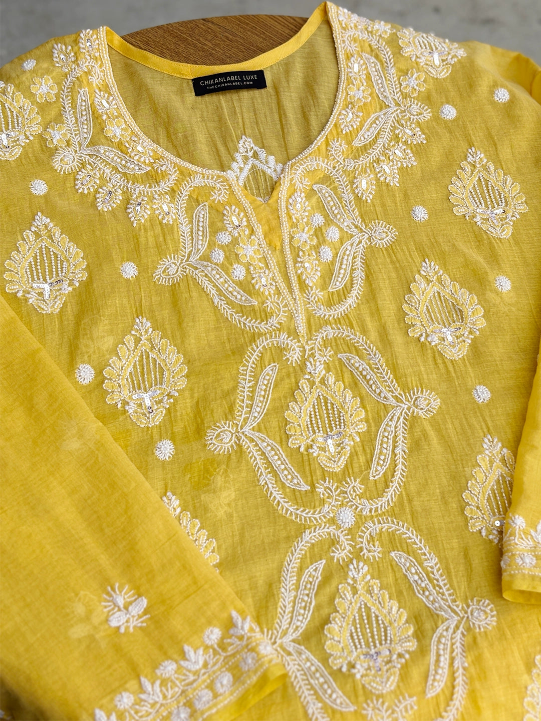 Anara Chikankari Kurti Piece with Dupatta - Yellow