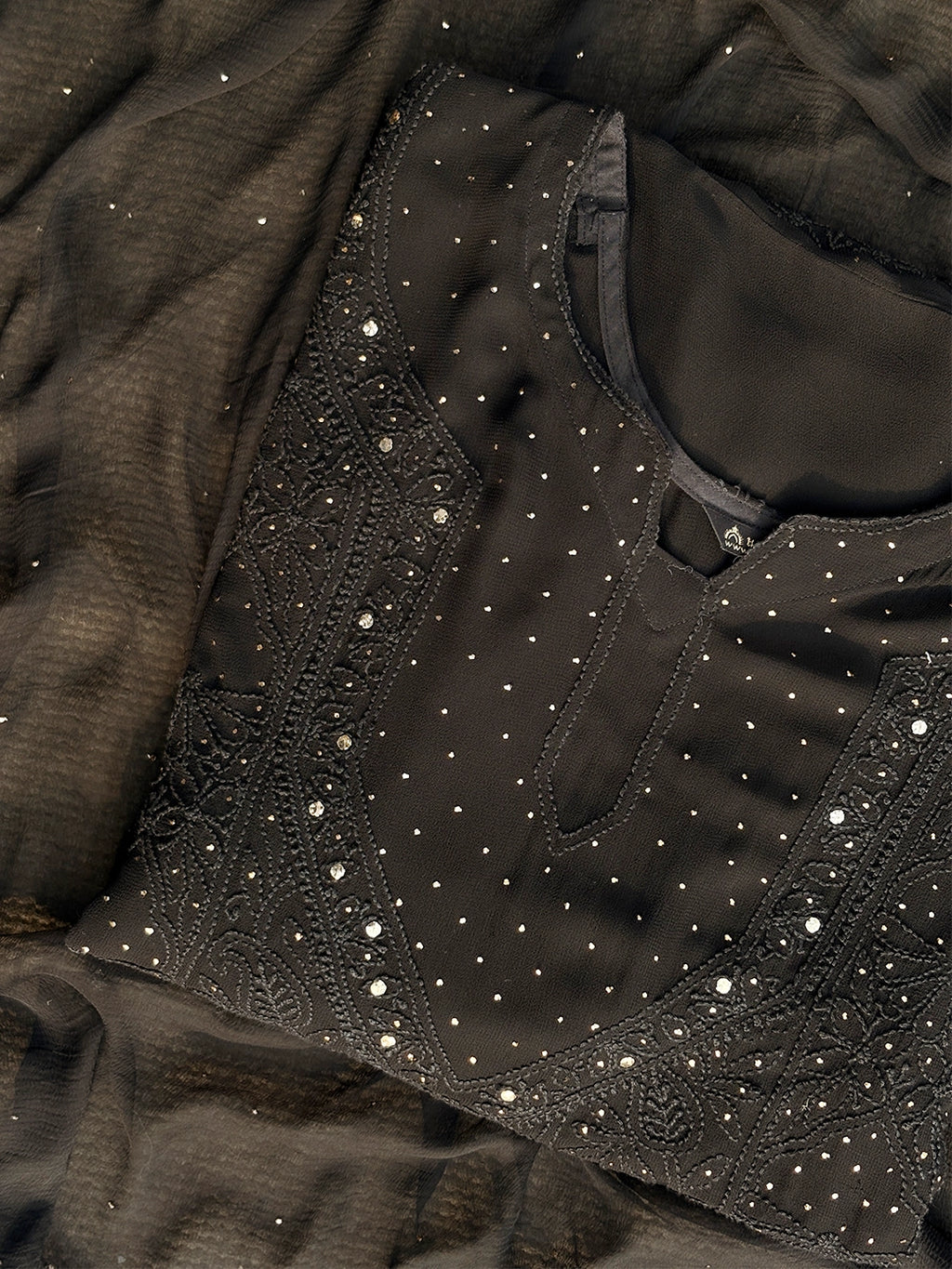 Araya Chikankari Kurti Piece - Black