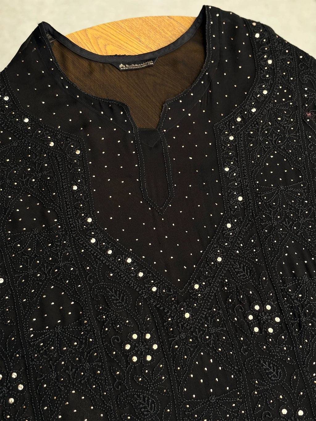 Araya Chikankari Kurti Piece - Black