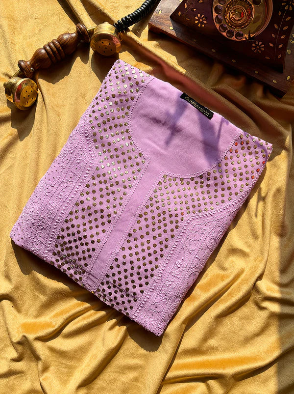 Arz Viscose Chikankari Kurti Piece - Lilac