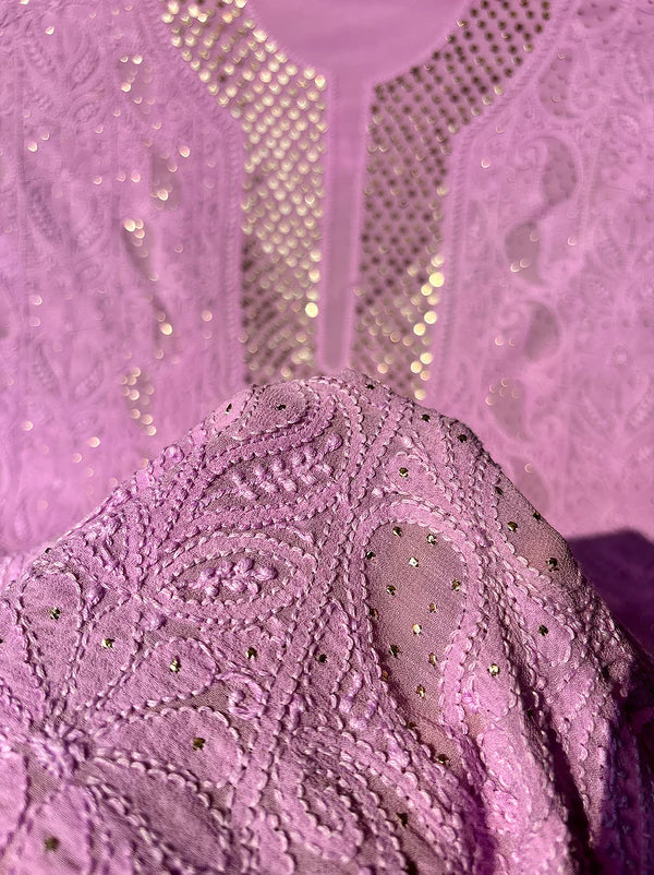 Arz Chikankari Kurti Piece - Lilac