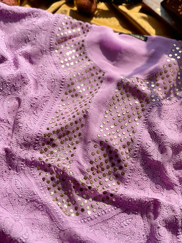 Arz Chikankari Kurti Piece - Lilac