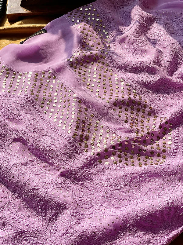 Arz Chikankari Kurti Piece - Lilac