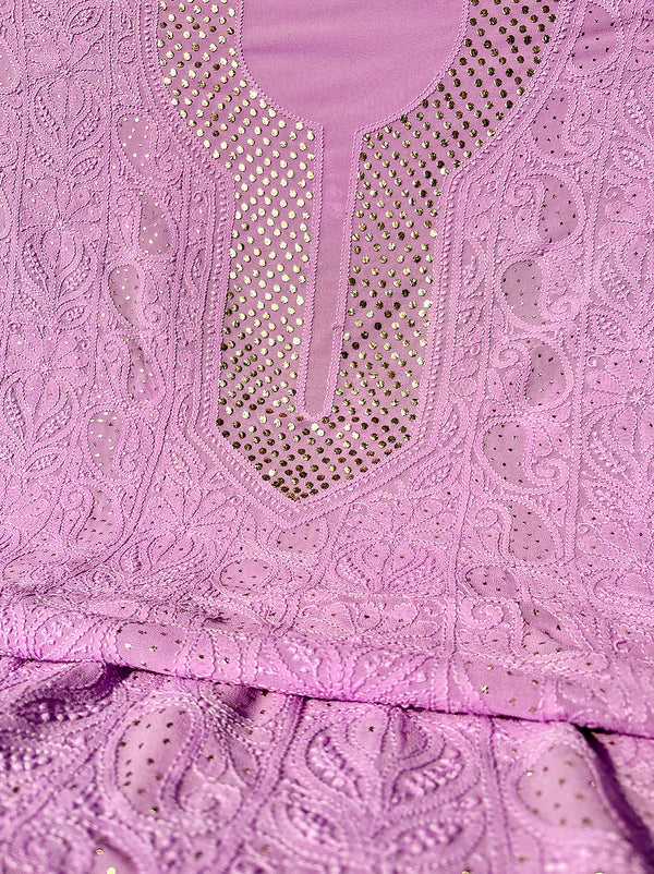 Arz Chikankari Kurti Piece - Lilac