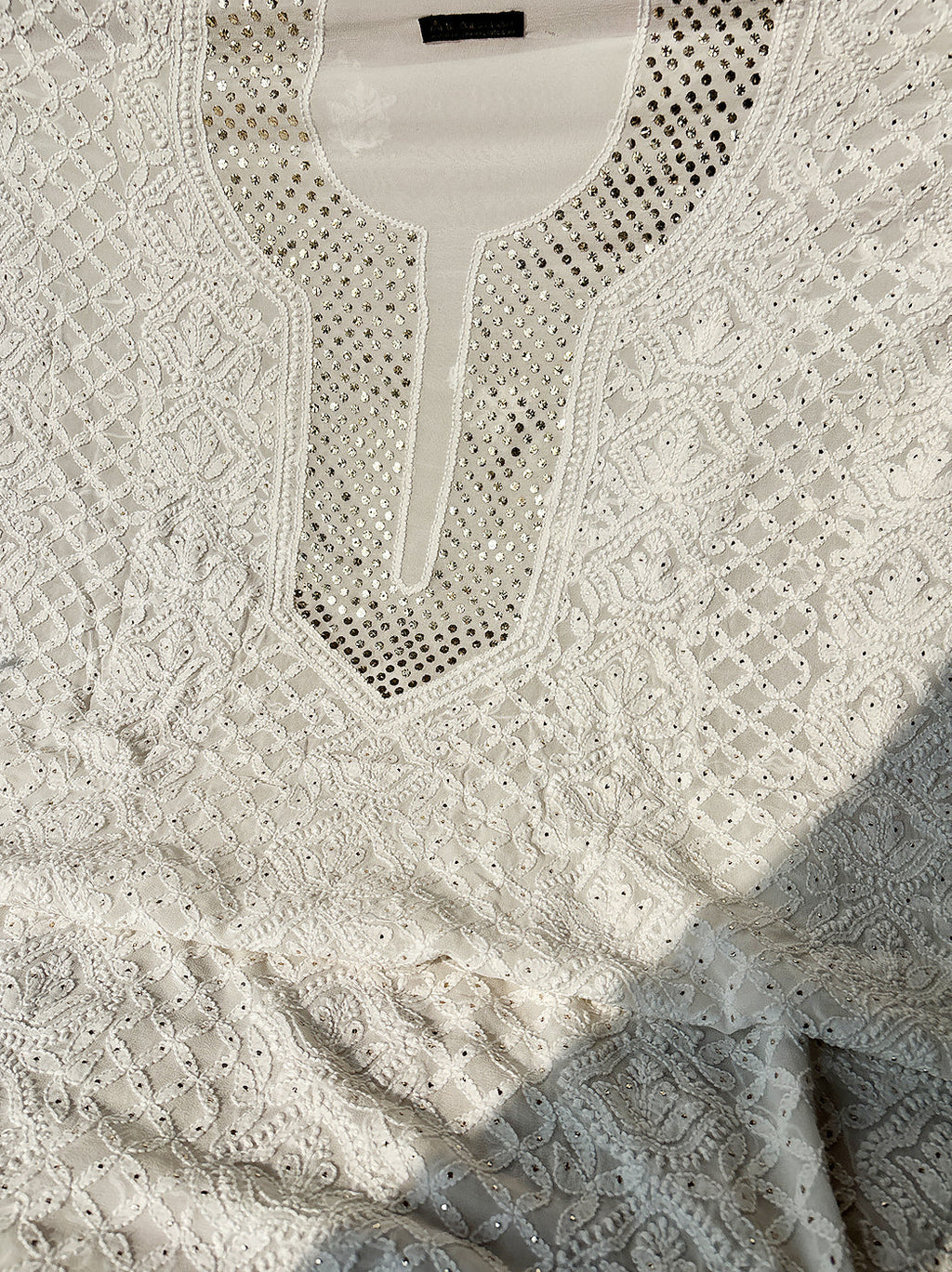 Heritage-inspired mukaish work viscose kurti piece with dupatta designed for festive and ethnic wear ensembles.