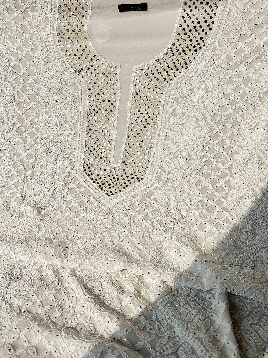 Heritage-inspired mukaish work viscose kurti piece with dupatta designed for festive and ethnic wear ensembles.