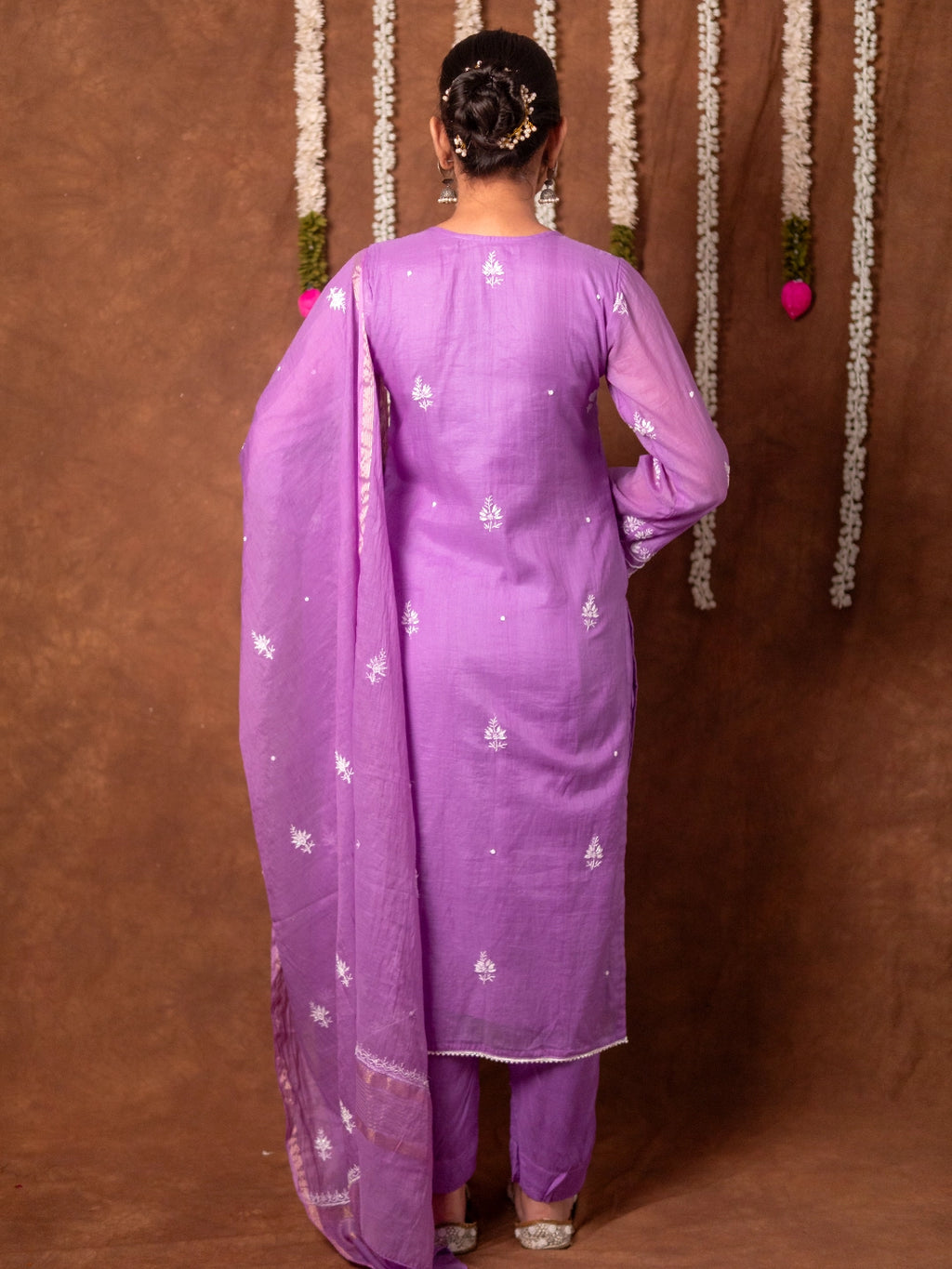 Purple Arzoo Mul Chanderi Chikankari Kurta Set